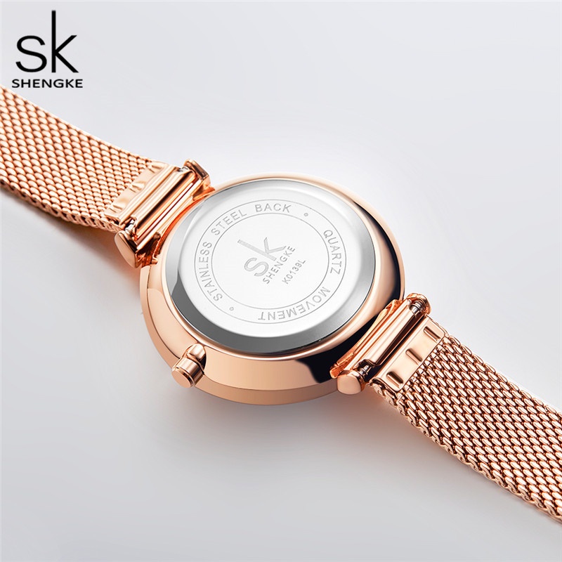 Đồng Hồ Đeo Tay Shengke đồng hồ nữ Thiết Kế Dây Đeo Lưới Thanh Lịch Sang Trọng size 32MM