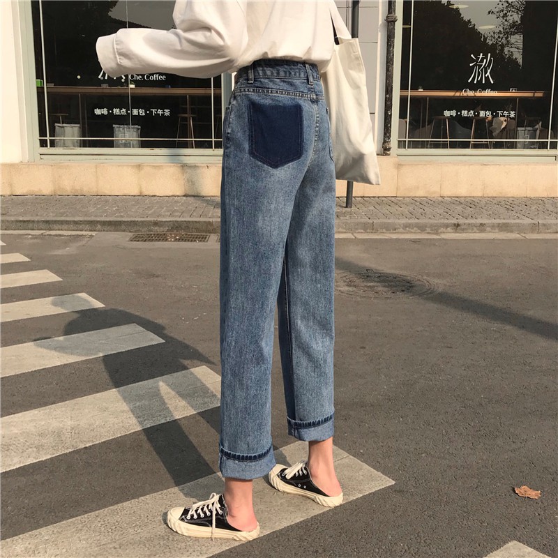 [Hàng có sẵn] Quần jeans nữ suông Ulzzang Quảng Châu QDJ33