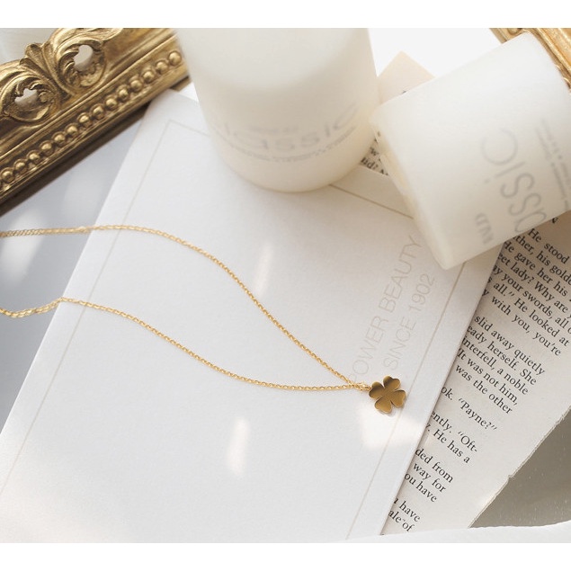 Dây Chuyền Cỏ 4 Lá Titan Ko Đen TT 0134