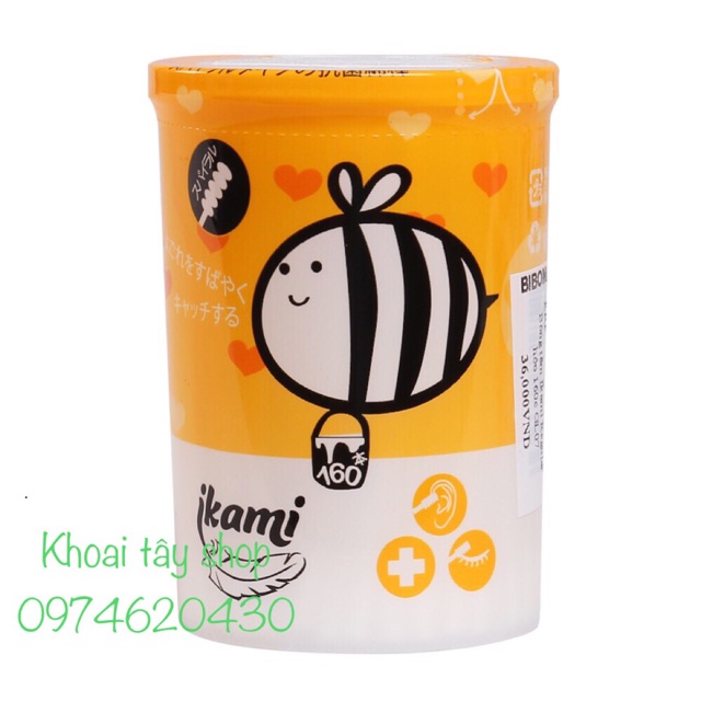 Bông tăm hai đầu xoắn Ikami GL07 hộp 160c Nhật Bản.