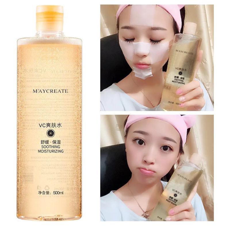 Nước hoa hồng Maycreate VC Smoothing Moisturising Toner sạch sâu dưỡng da Nội địa Trung 500ml