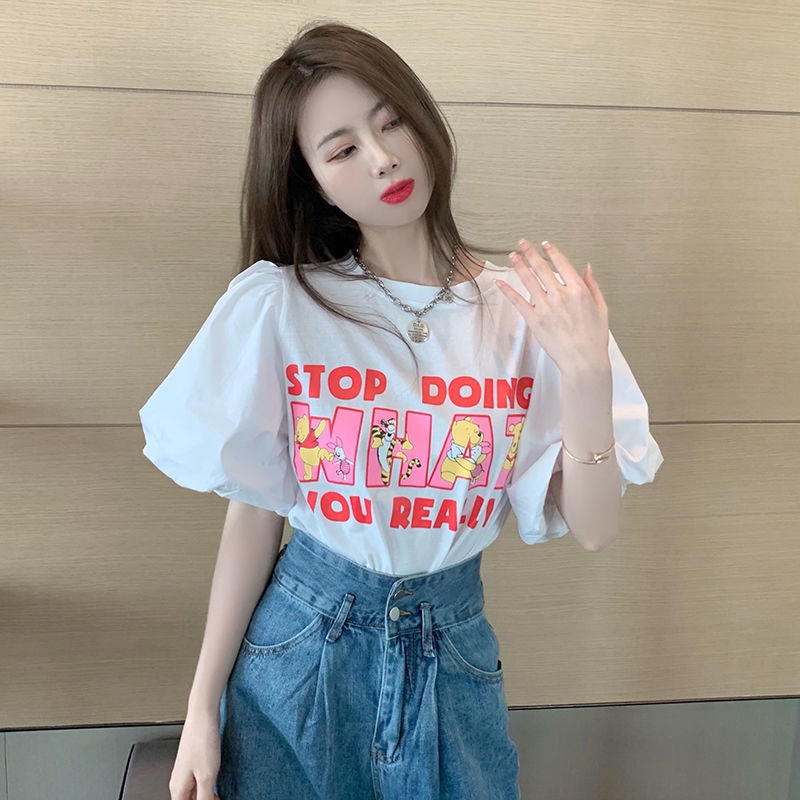Áo thun ngắn tay thiết kế độc đáo phong cách Hàn Quốc thời trang cho nữ