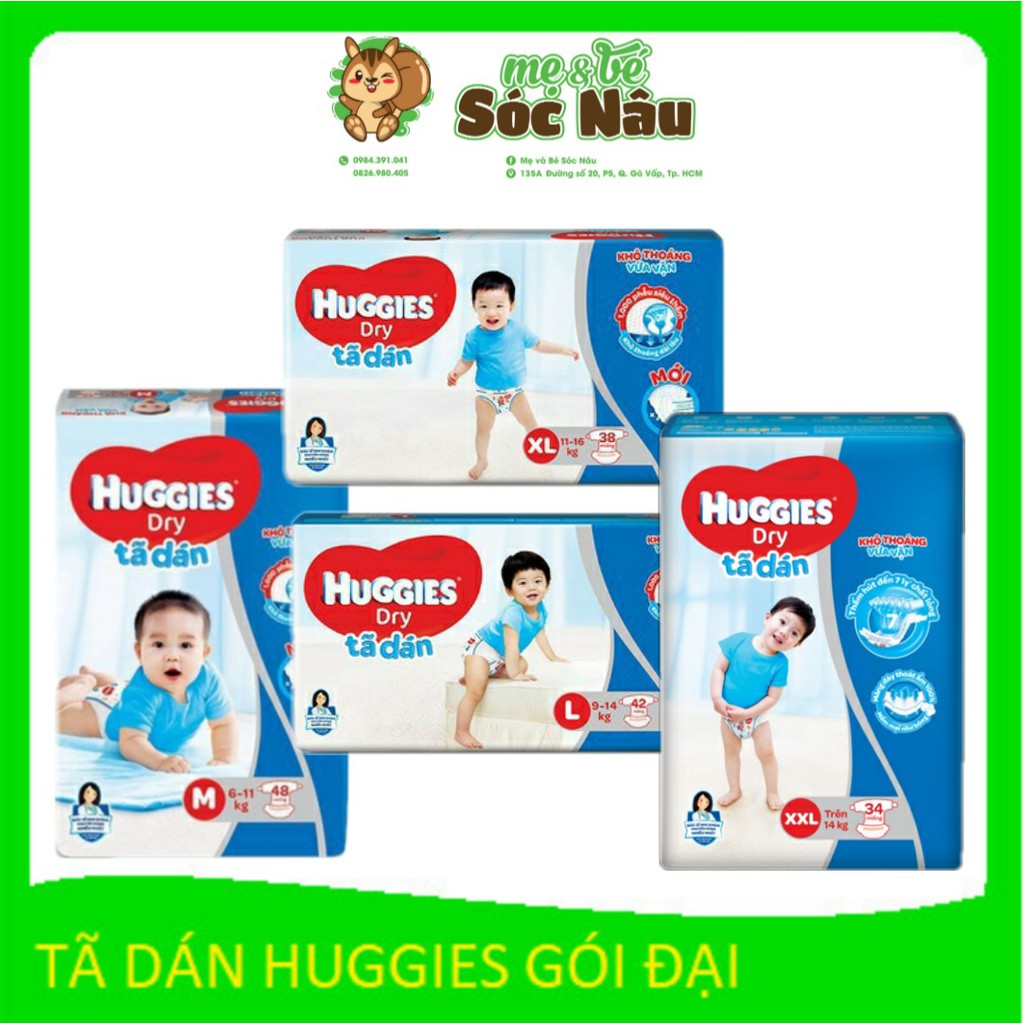 Tã dán Huggies NB74/S56/M48/L42/XL38/XXL34