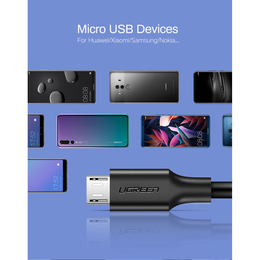 Cáp sạc và đồng bộ hóa UGREEN micro USB USB 2.0A