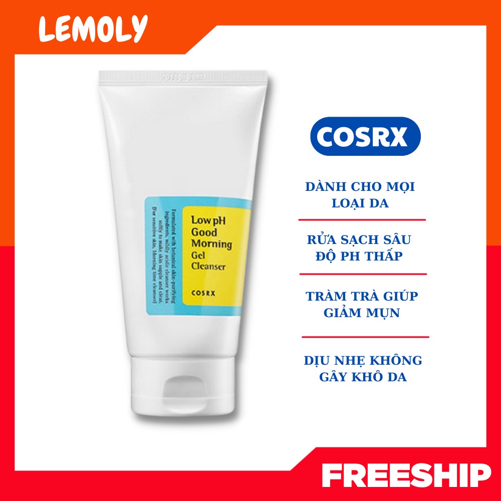 Sữa Rửa Mặt Cosrx Low Ph Good Morning Gel Cleanser Chiết Xuất Từ Dầu Cây Trà Dịu Nhẹ Cho Da Đẹp Mịn Màng