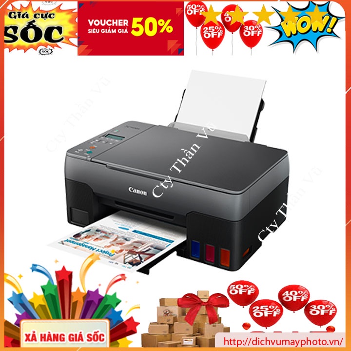 Máy in phun màu Canon G2020 hàng mới 100% đa chức năng in quét sao chép có bảo hành INECO