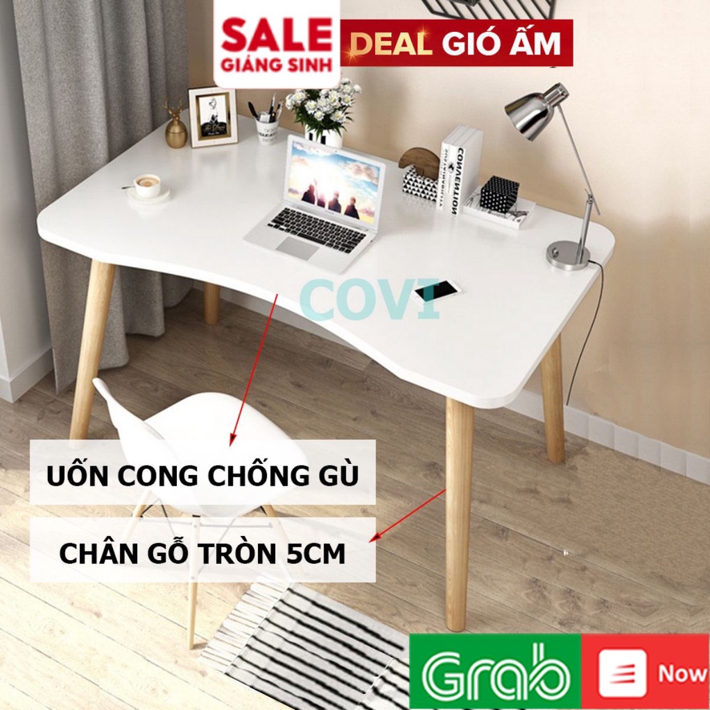 Bàn làm việc chân gỗ mặt cong chống gù, kiểu dáng hiện đại dùng làm việc hoặc học tập BLVG08