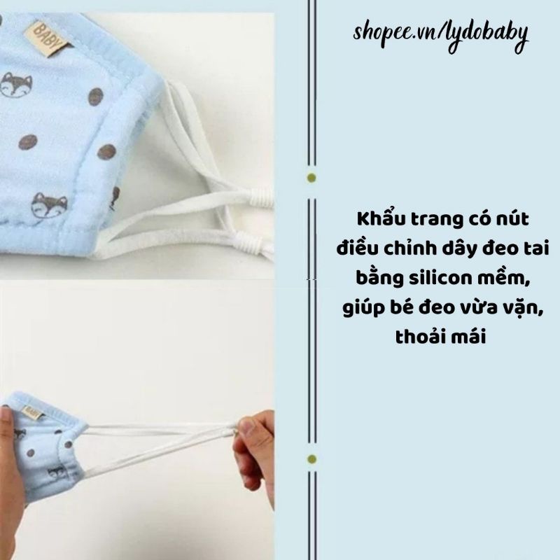 Khẩu trang cho bé 5 lớp vải xô xuất Nhật 3d dễ thở size 1 tuổi đến 10 tuổi (1 chiếc)