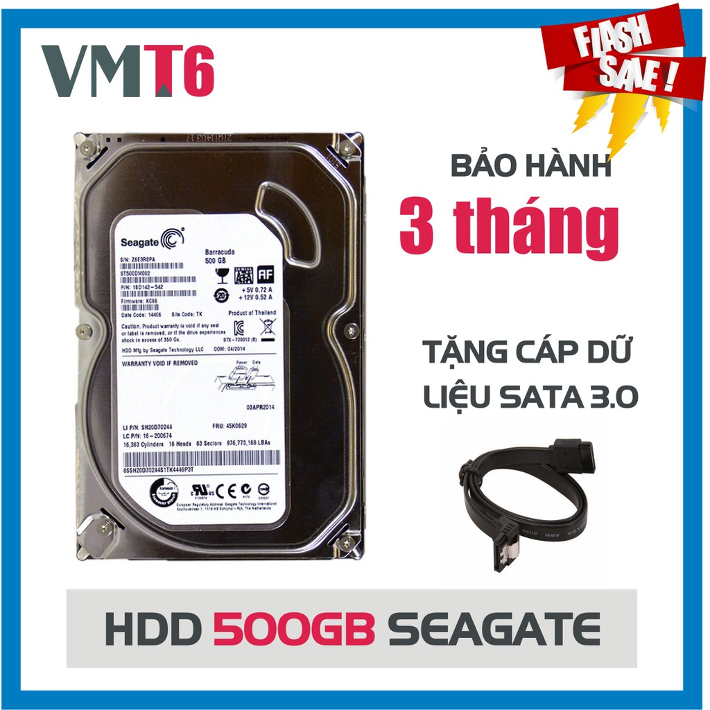 Ổ cứng HDD Seagate 500GB - Bảo hành 3 tháng!
