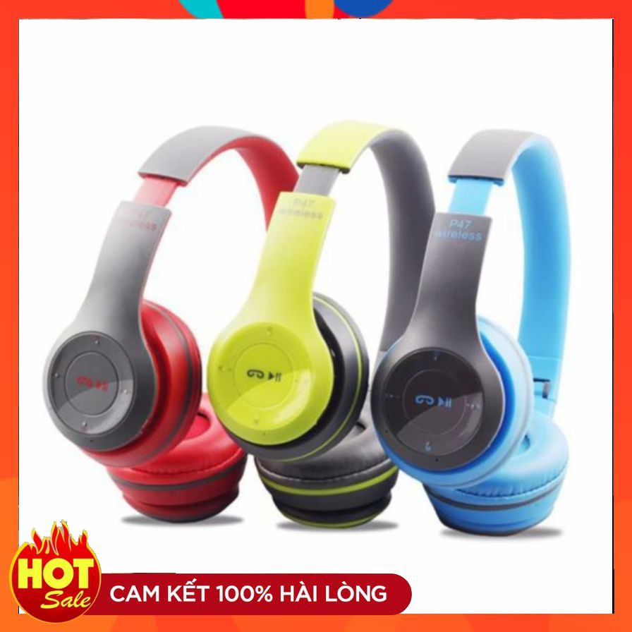 TAI NGHE Bluetooth P47  ⚡️𝐅𝐑𝐄𝐄 𝐒𝐇𝐈𝐏⚡️  Cao Cấp, Có khe cắm thẻ nhớ,Chất lượng âm thanh đỉnh cao - BH 3 THÁNG