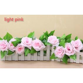 Hoa Giả   Hugia  Dây hoa hồng bằng vải lụa &amp; lá thường xuân giả 2.3M treo tường trang trí tiệc cưới