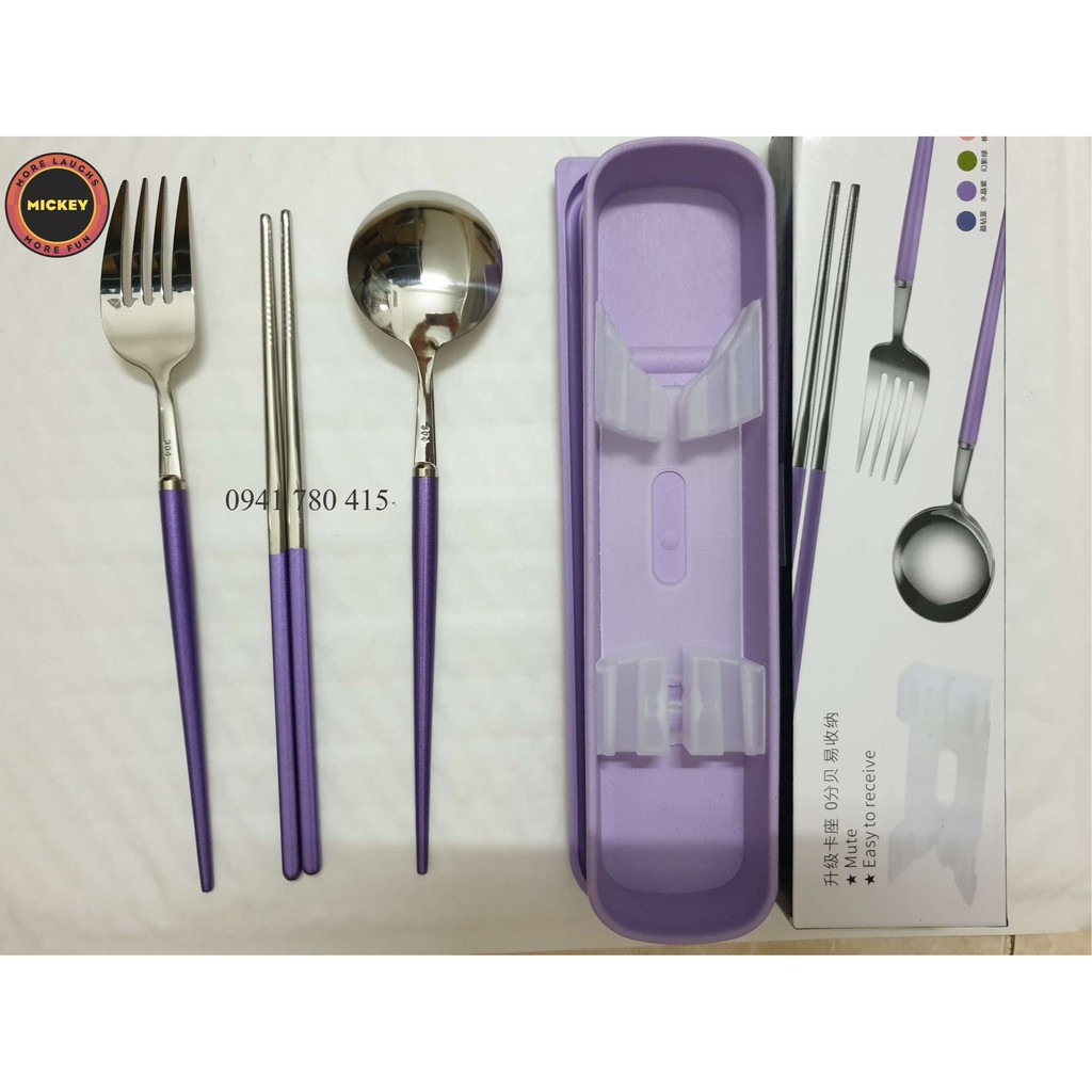 Bộ muỗng đũa cơm trưa INOX 304 thiết kế sang trọng mạ PVD cao cấp