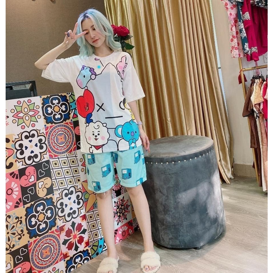 Set đồ bộ hoạt hình ❤️ Bộ mặc nhà Cartoon BTS form rộng Freesize Unisex nam nữ Molly Fashion