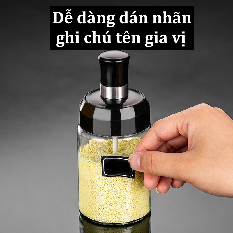 Hũ đựng gia vị ,Lọ đựng gia vị bằng thuỷ tinh cao cấp kèm thìa thông minh