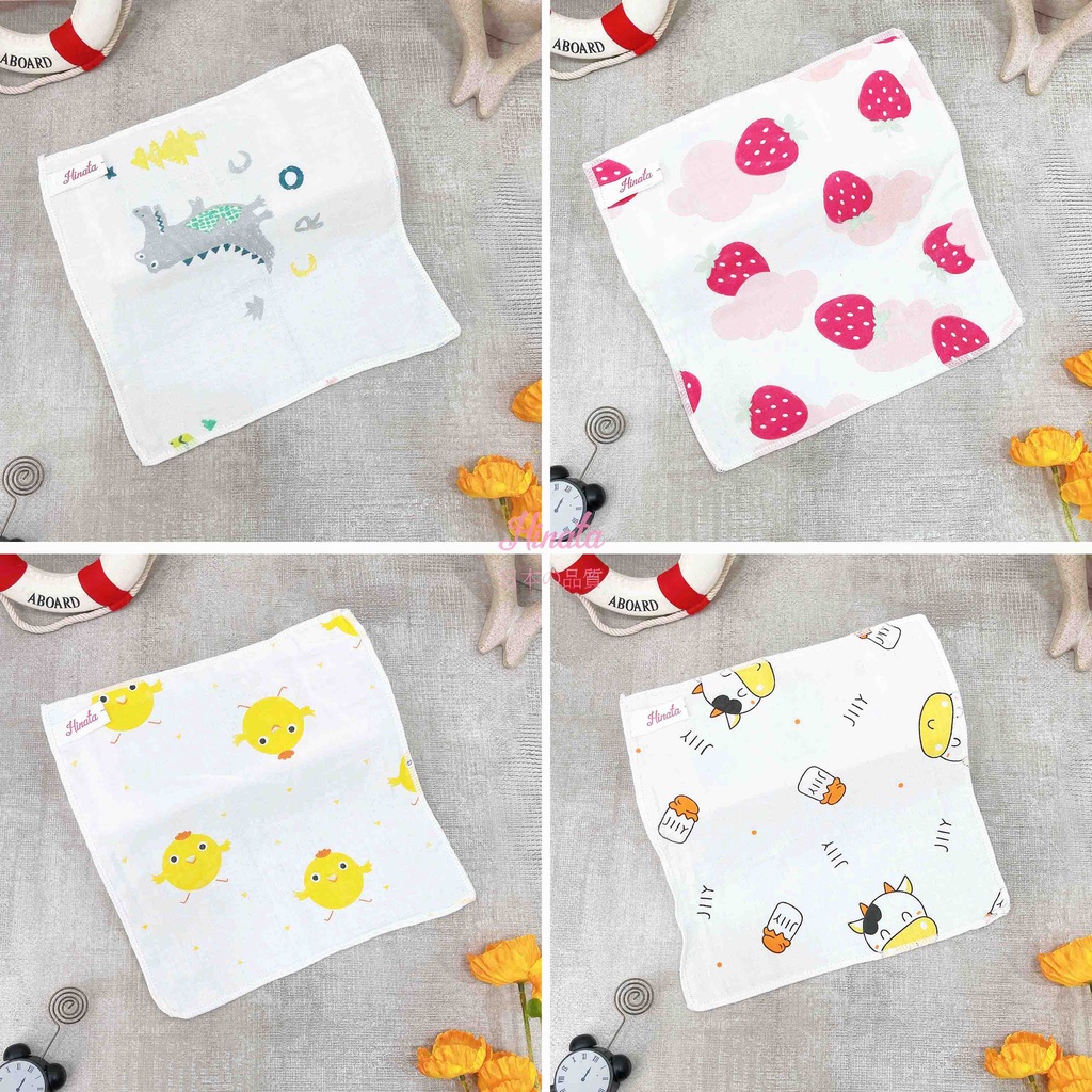 Set 5 Khăn gạc cho bé HINATA - 100% cotton, họa tiết dễ thương , mềm min an toàn cho da em bé KG05