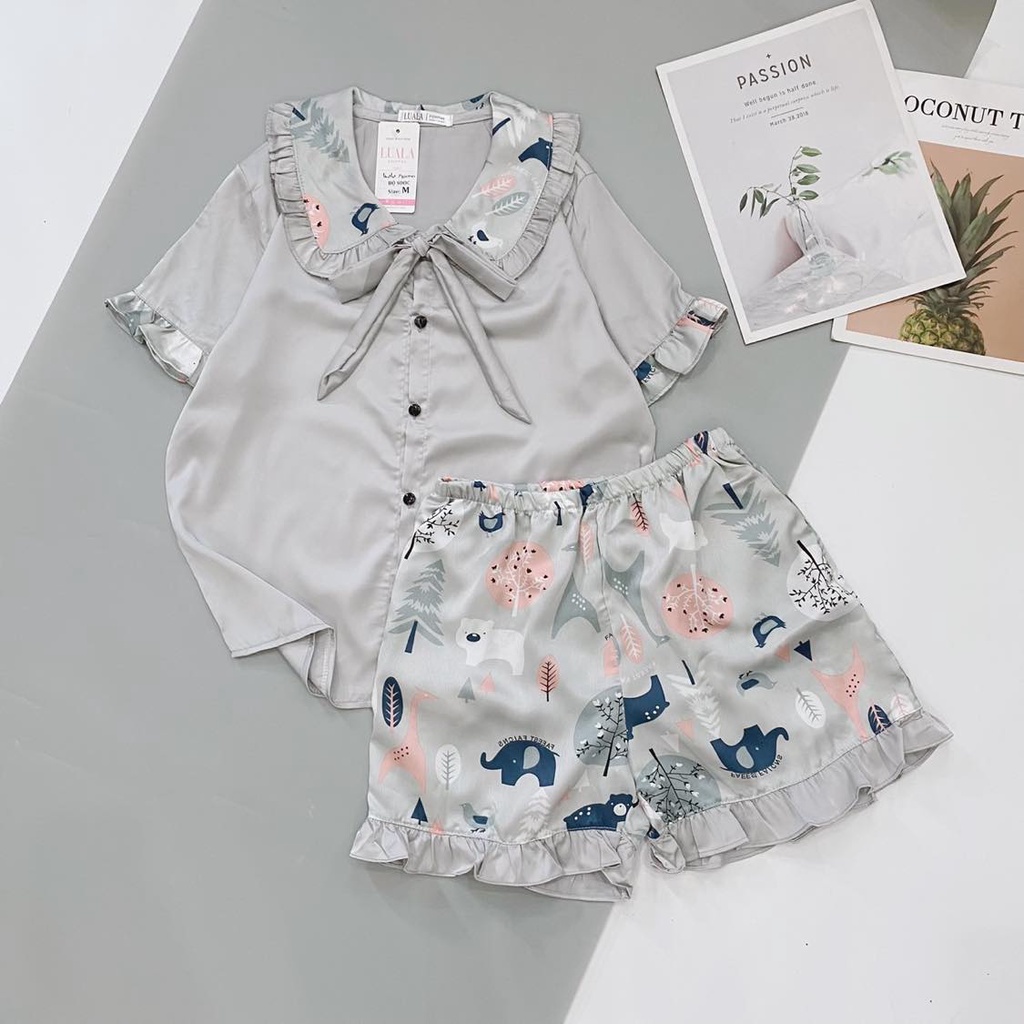 Đồ bộ pijama đùi chất lụa satin size M,L,XL (mã 003) | BigBuy360 - bigbuy360.vn