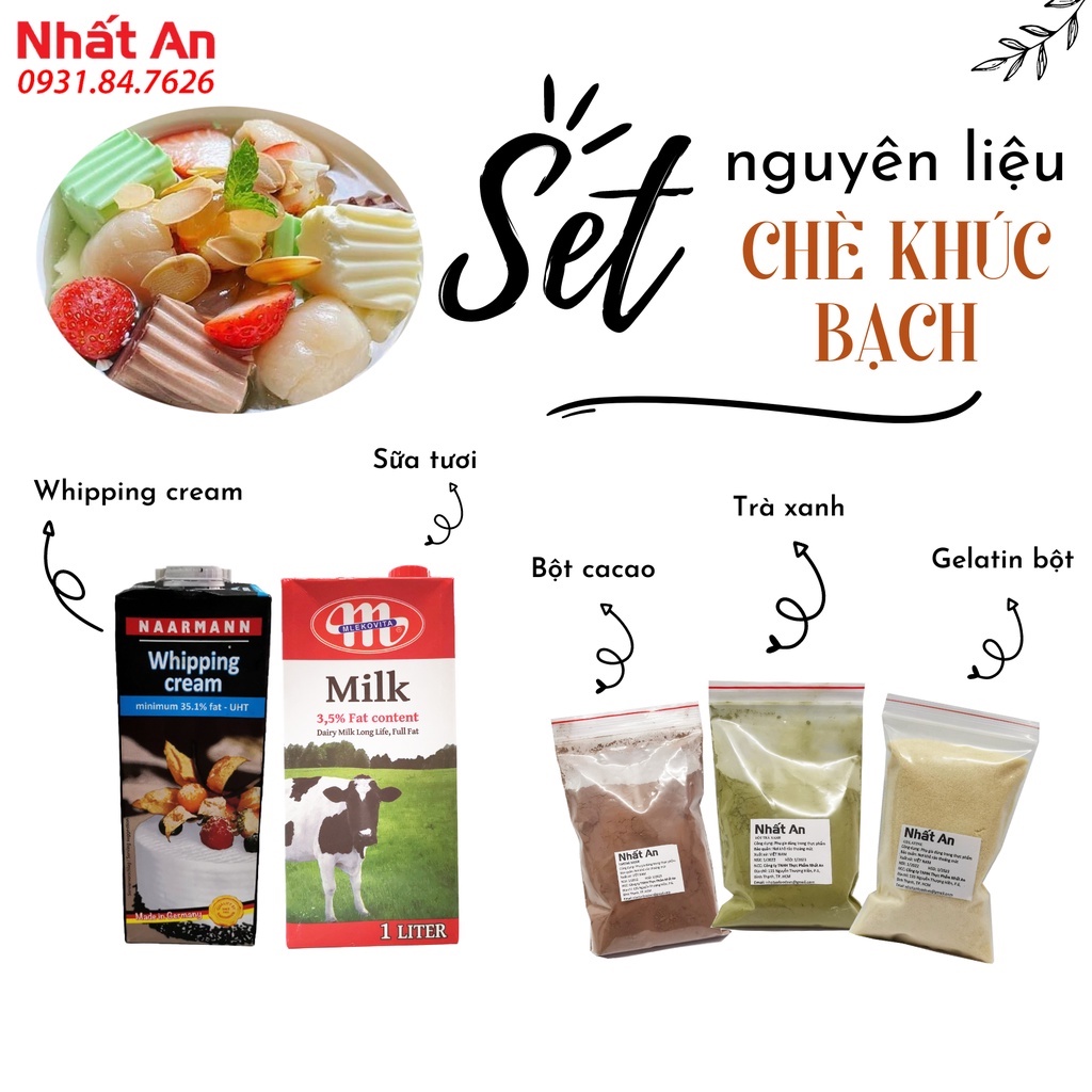 Set nguyên liệu nấu chè khúc bạch Nhất An (nấu 20 - 25 chén) Tặng kèm công thức