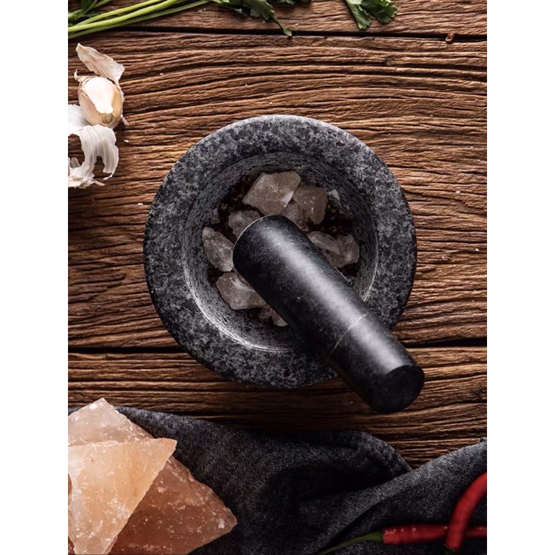 Cối chày đá giã nhuyễn đồ gia vị thực phẩm phòng bếp