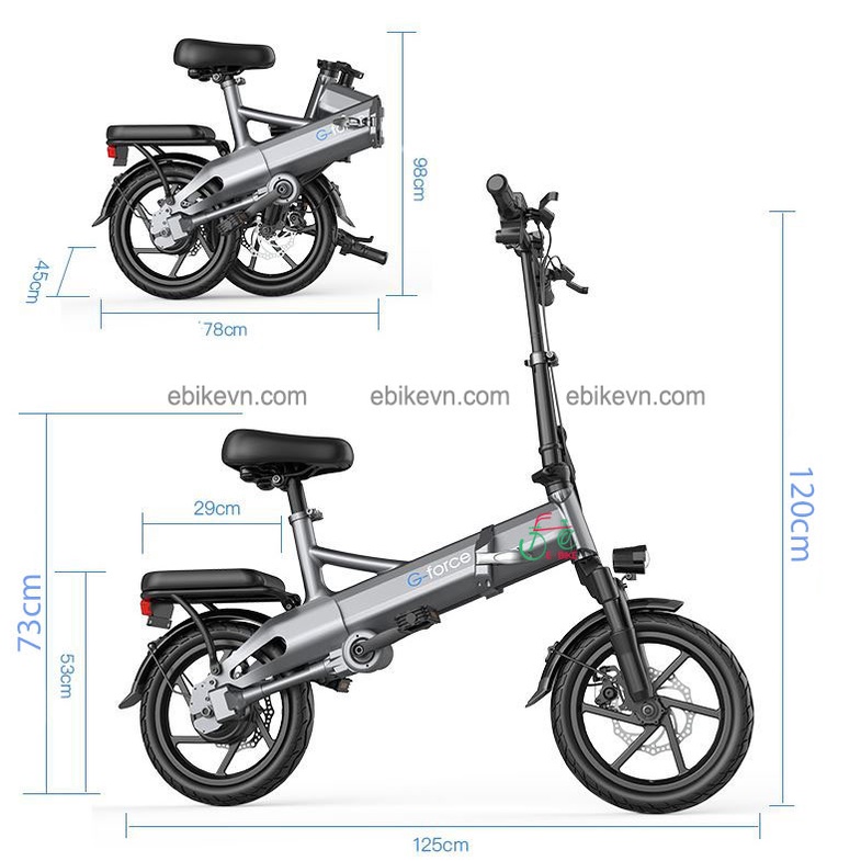 XE ĐẠP GẤP GỌN TRỢ LỰC ĐIỆN GFORCE G14 (truyền động trục) F14 (truyền động xích)