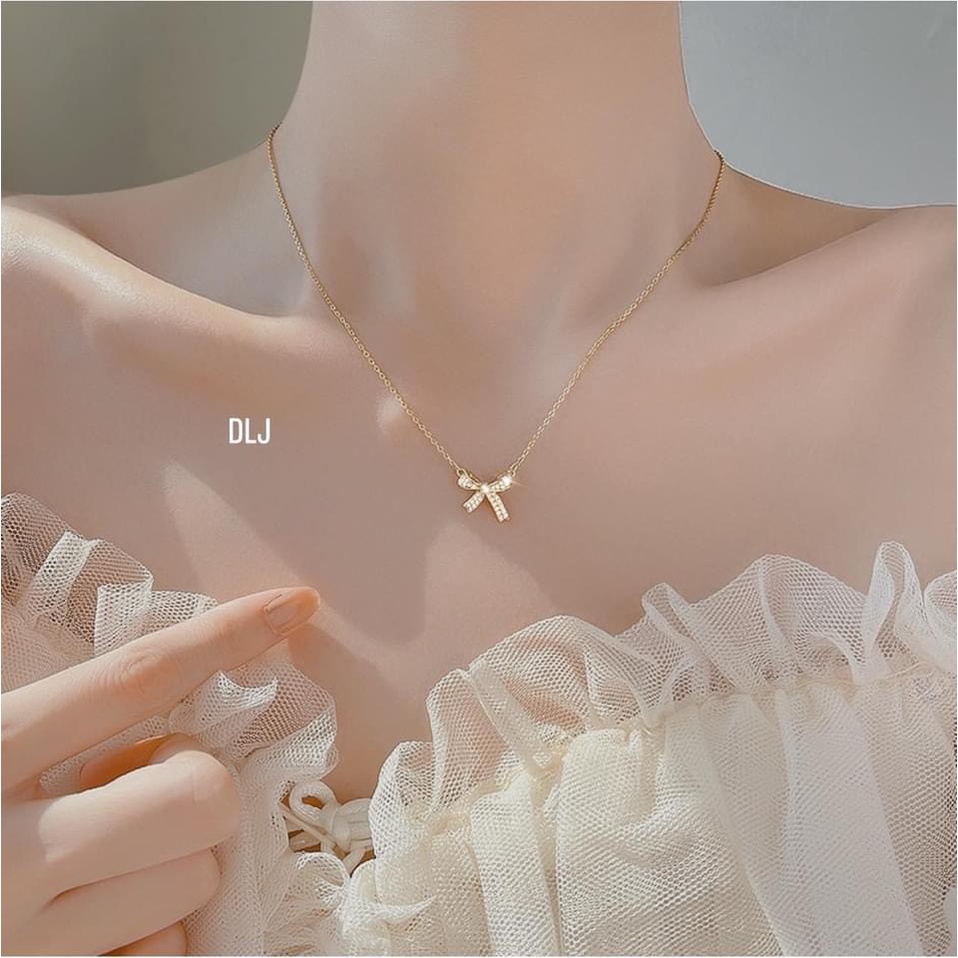 Dây chuyền bạc nữ mặt nơ liền xinh xắn LINH MIU SILVER