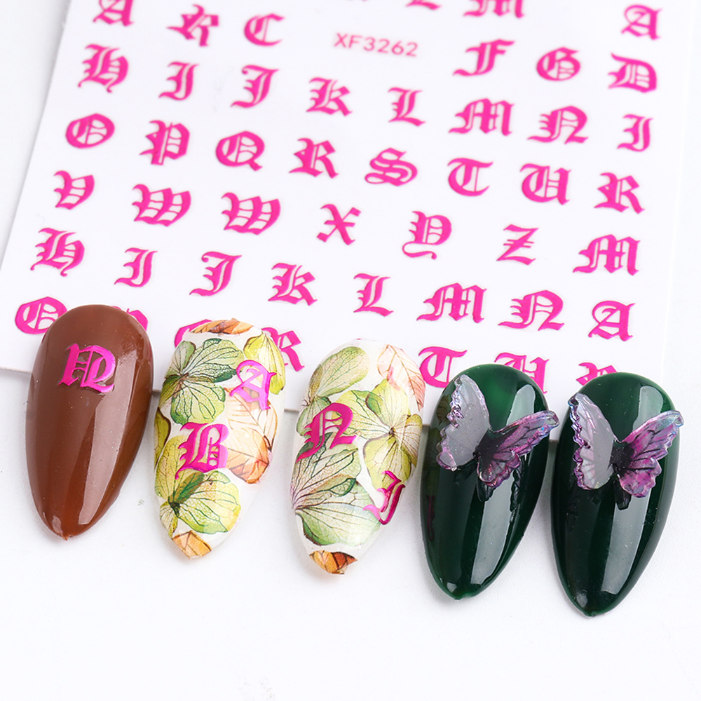 [Hàng mới về] Miếng dán trang trí móng tay hình chữ tiếng Anh nhiều màu tùy chọn DIY