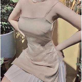 Áo 2 dây hở lưng đính ngọc eo chất lụa ánh kim đẹp