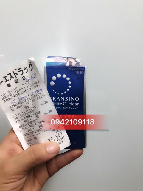 Transino white c clear 120 viên mẫu mới 2019