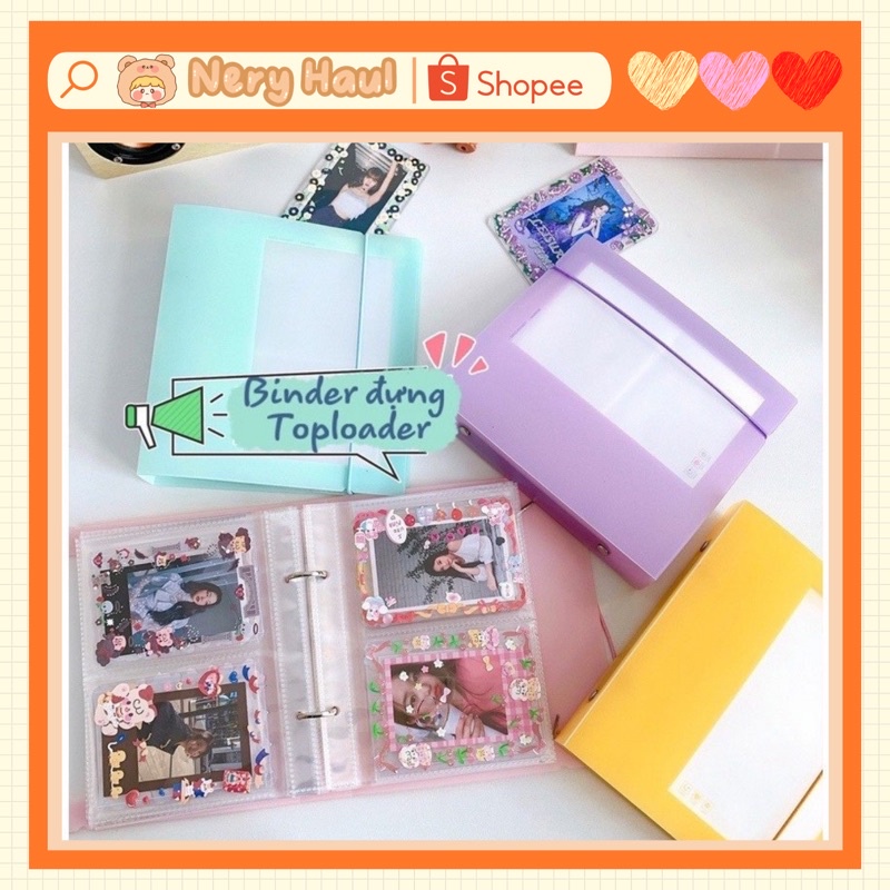 Mini Binder 2 còng đựng toplader B8 kèm sẵn 25 sheet màu pastel
