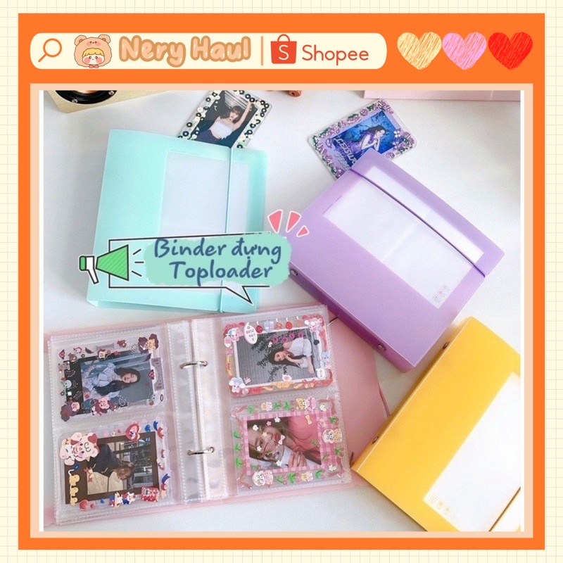 Mini Binder 2 còng đựng toplader B8 kèm sẵn 25 sheet màu pastel