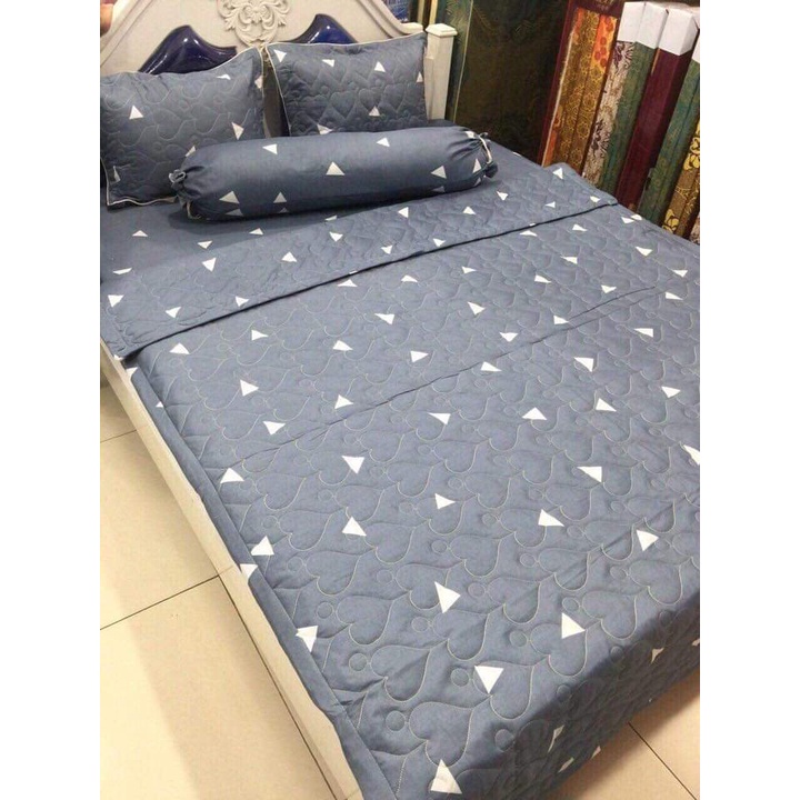 Bộ Ga gối 1m4x2m1 ga 2 vỏ gốiCotton Poly,được chọn mẫu,MẪU TAM GIÁC GHI