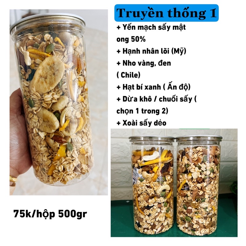 Ngũ Cốc Nguyên Hạt Granola Handmade 1KG (2 hộp)