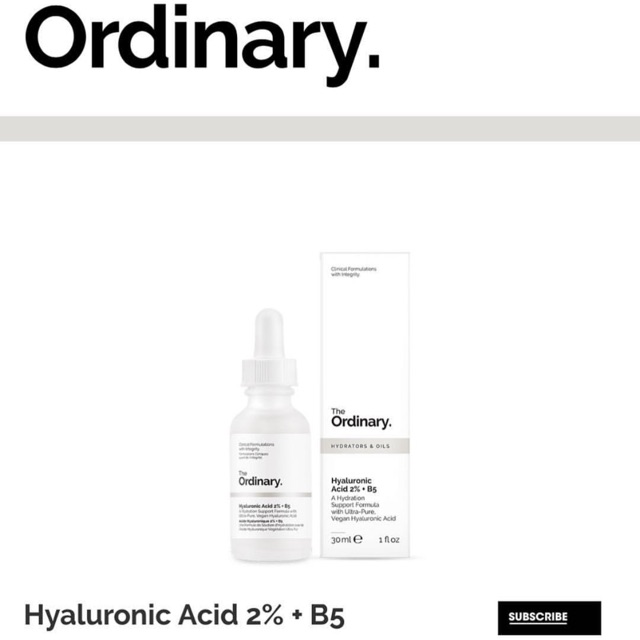 Serum cấp nước và phục hồi da The Ordinary Hyaluronic Acid 2% + B5 30ml