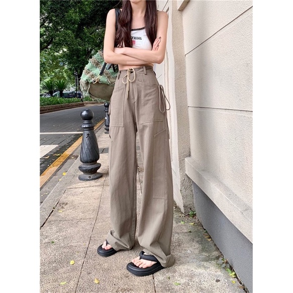 Quần jeans phối dây