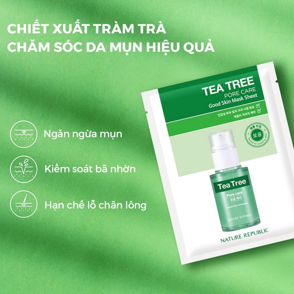 Mặt Nạ Good Skin Nature Republic Tea Tree Mask Sheet chiết xuất tràm trà ngừa mụn 24g
