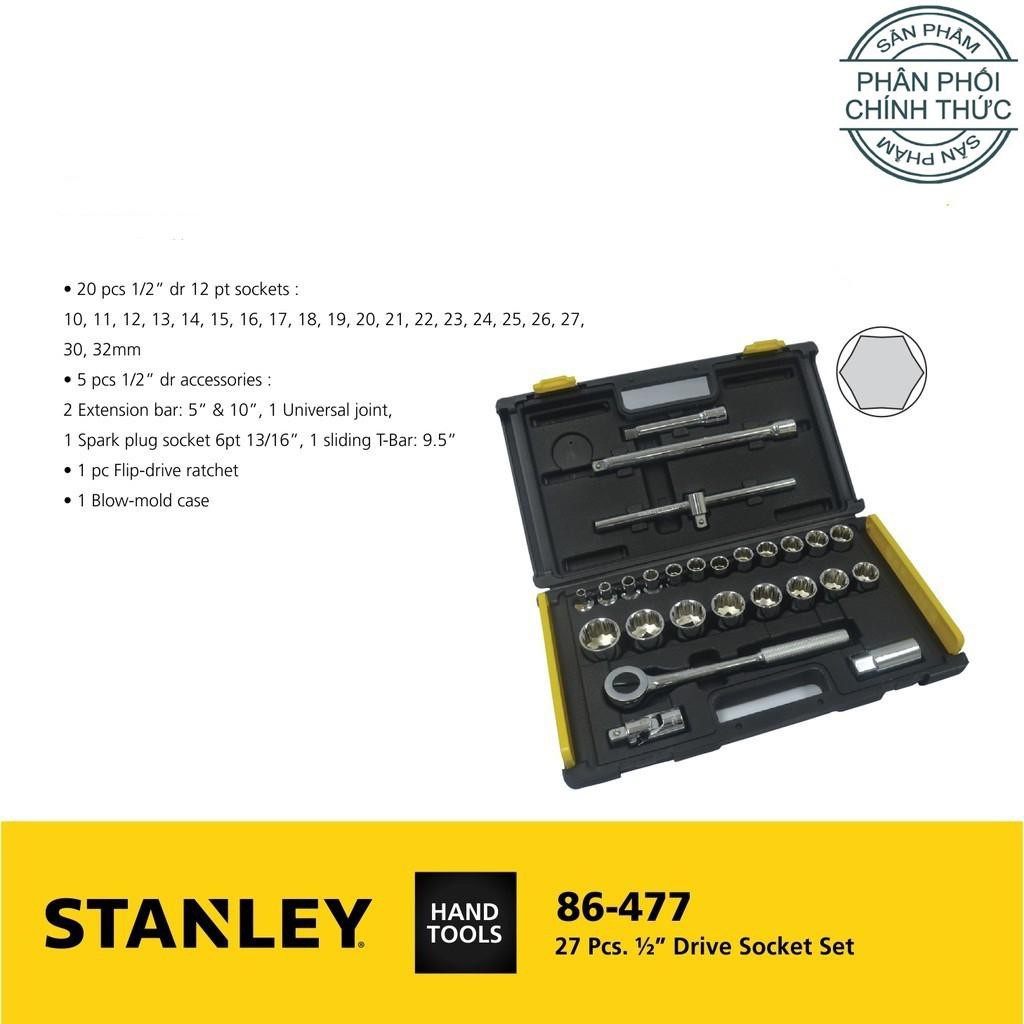 [STANLEY] Bộ khẩu hệ 1/2&quot; 12 cạnh 27 chi tiết 10-32mm Stanley 86-477