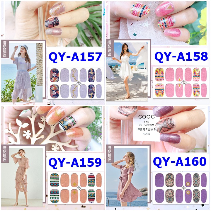 [Sỉ-Rẻ] Bộ dán móng tay nail sticker gồm 12 móng, không thấm nước, có độ đàn hồi tốt Phần 1 QYA [Lẻ-Sỉ]
