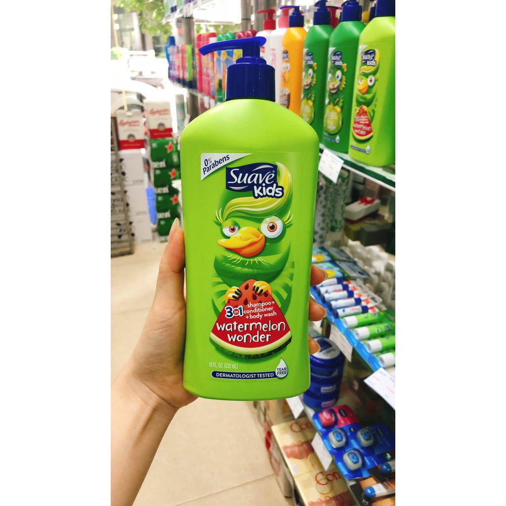 Tắm gội trẻ em Suave kids 3in1 1,18L (532ml)- hương dưa dấu