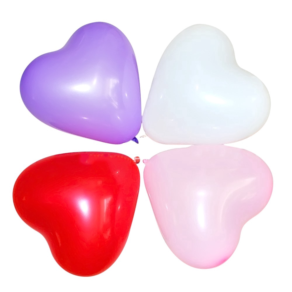Bộ 100 bóng bay hình trái tim 10 inch trang trí tiệc