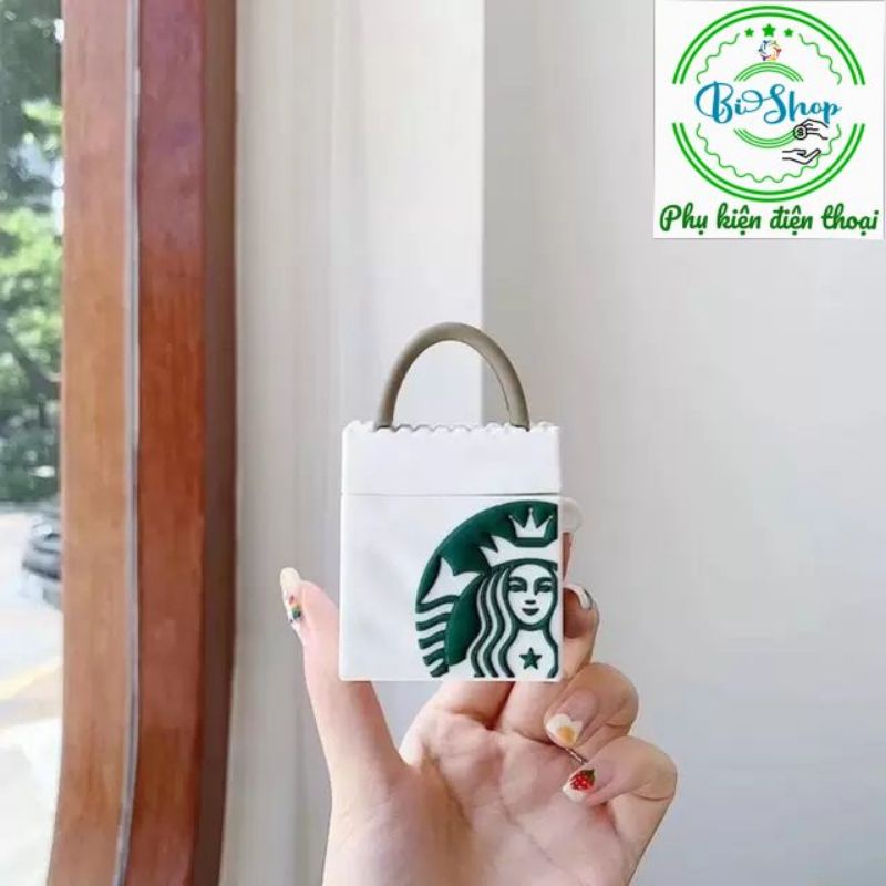 🍀 Tặng kèm móc treo 🍀 Case bao airpod silicon 1 2 Pro Starbucks Túi vỏ bọc tai nghe không dây i11, i12...