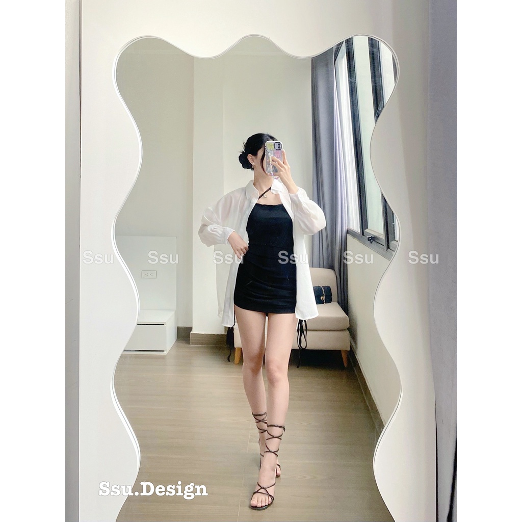 Set váy dây rút body kèm áo sơ mi hottrend cổ điển