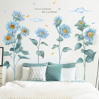 Decal dán tường hoa hướng dương xanh mẫu mới