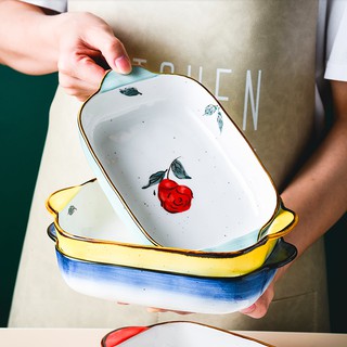 Đĩa sâu lòng hình chữ nhật có tay cầm dùng cho lò nướng, vi sóng, đựng salad Under1000k
