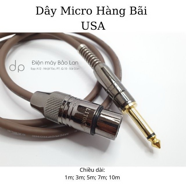 Dây Micro Hàng Bãi USA , Chống Nhiễu Cao Cấp , Màu Nâu , Bảo Hành 6 Tháng