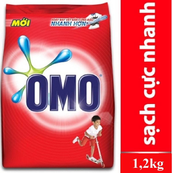 Bột giặt OMO sạch cực nhanh dạng túi đỏ 1,2KG