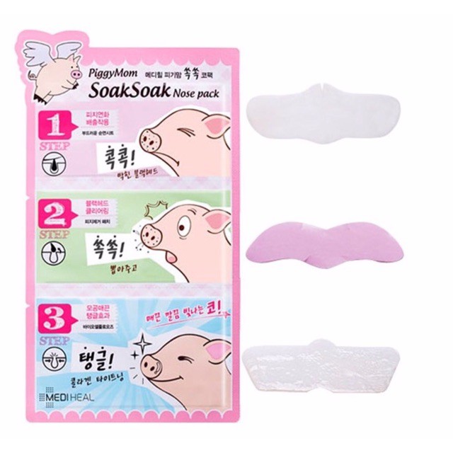 Lột Mụn 3 Bước Mediheal PiggyMom Soak Soak Nose Pack 1 Miếng [K31]