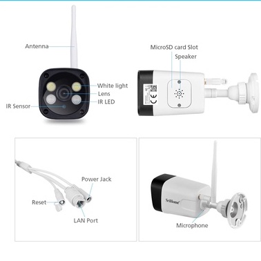 Camera IP không dây ngoài trời SriHome SH035 siêu nét độ phân giải FullHD+  tích hợp LED màu ban đêm, chống nước