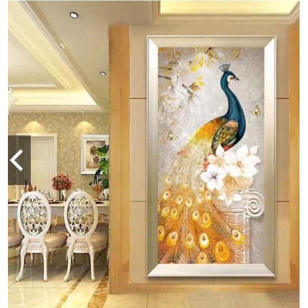Tranh thêu chữ thập Chim Công TT2612  E140-A - 60*90 , E140-B - 60*90