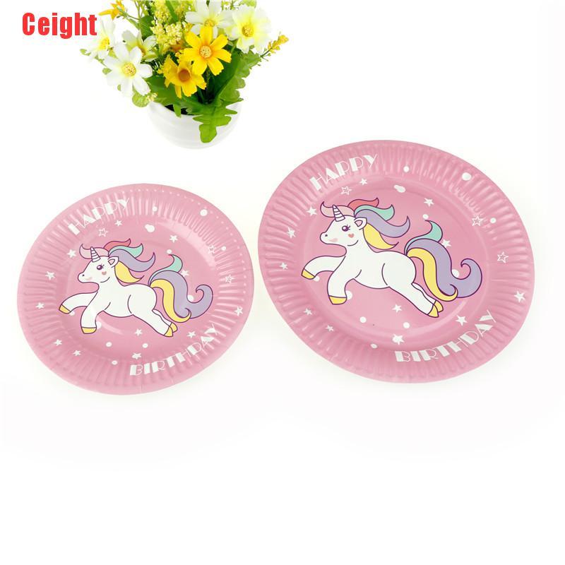 Set 10 Đĩa Giấy 7inch / 9inch In Hình Kỳ Lân Dễ Thương Cho Bé