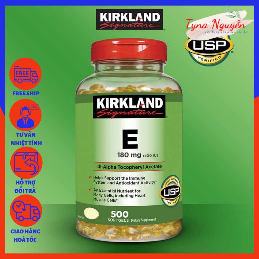 Viên uống vitamin E Kirkland 400 IU Mỹ, 500 viên