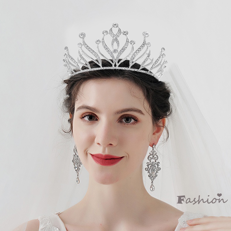 Băng Đô Cài Tóc Hình Vương Miện Đính Đá Lấp Lánh Thời Trang Cho Cô Dâu